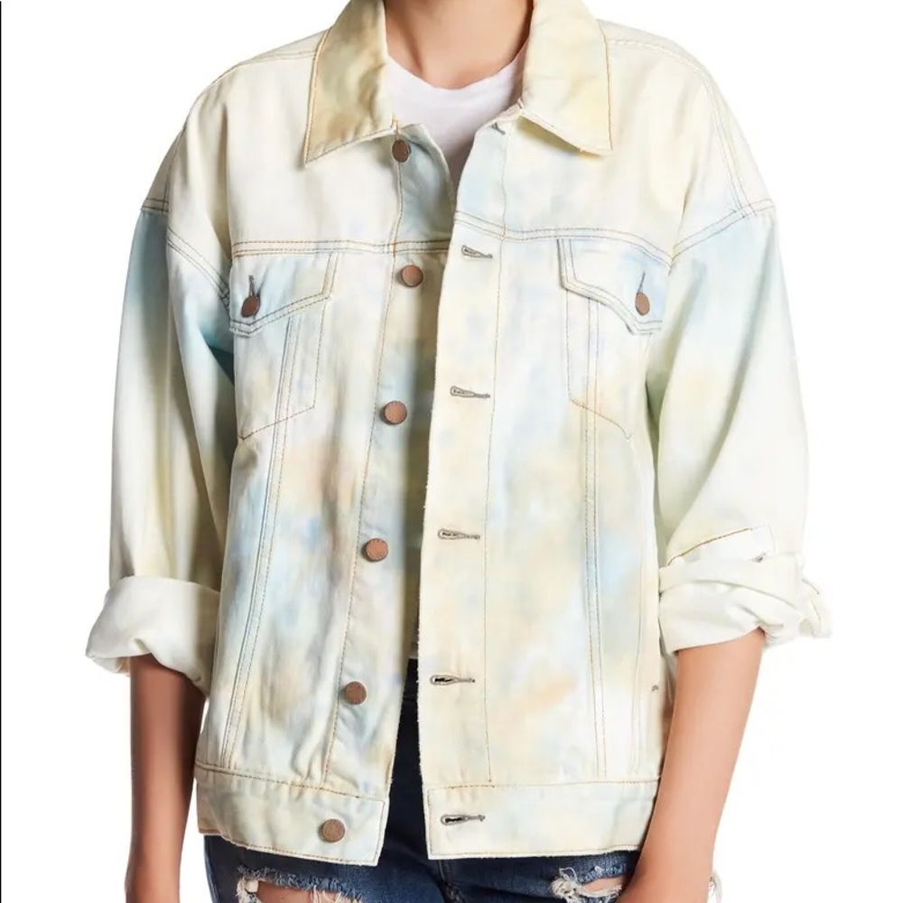Free People Denim Tie Dye Trucker Jacket